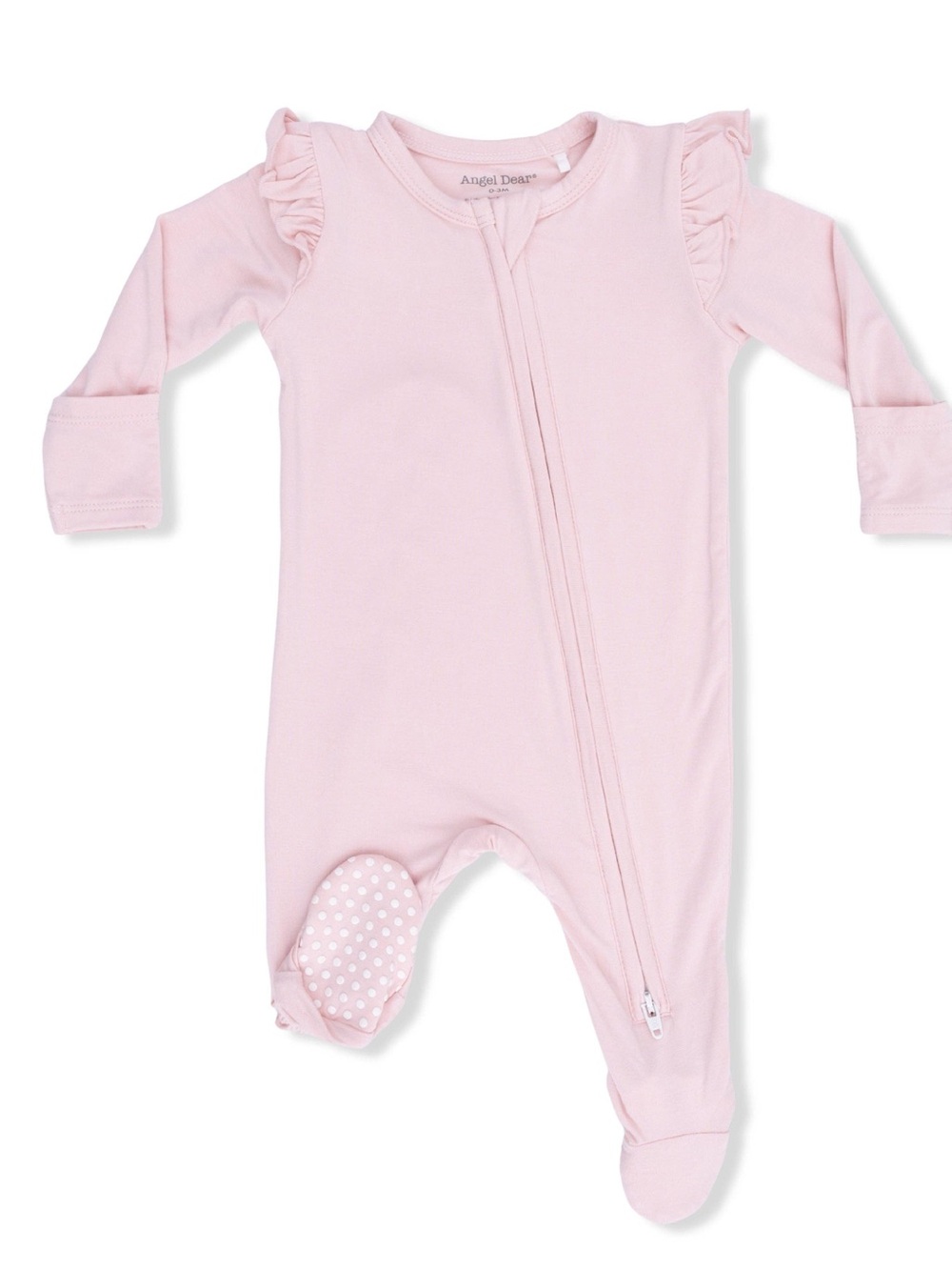 Angel Dear Solid Ruffle Sleeve Lotus Light Pink Footie 0-3 3-6 6-9 months